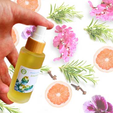 Natürliche Stimmungsaufheller Raumduft mit naturreinen ätherischen Ölen ud Hydrolaten